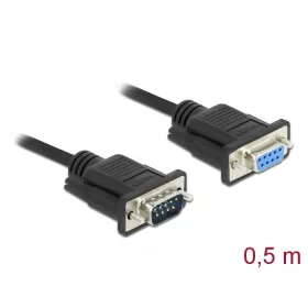   Delock Sub-D9-es, RS-232 soros kábel, apa-anya, 0,5 m (DL-86613)