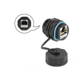   Delock Kábelcsatlakozó, RJ45 aljzat - RJ45 aljzat, Cat.6A, vízálló védősapkával (DL-86695)