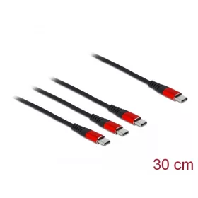   Delock 30 cm hosszú, USB töltő kábel 3 az 1 USB Type-C  apa 3 x USB Type-C  csatlakozáshoz (DL-86712)