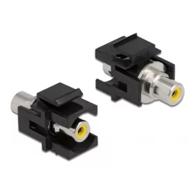   Delock Keystone modul, RCA-csatlakozóhüvely > RCA-csatlakozóhüvely, sárga / fekete (DL-86740)