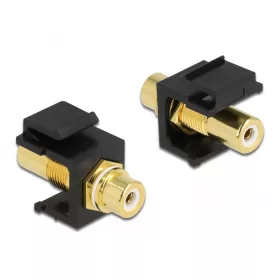  Delock Keystone modul, RCA-csatlakozóhüvely > RCA-csatlakozóhüvely, aranyozott, fehér / fekete (DL-86746)