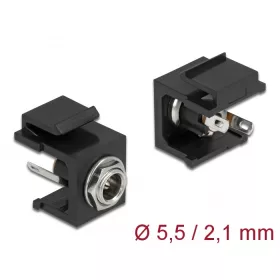   Delock Keystone modul, DC 5,5 x 2,1 mm-csatlakozóhüvely, fekete (DL-86849)