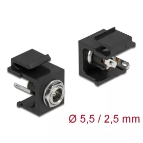   Delock Keystone modul, DC 5,5 x 2,5 mm-csatlakozóhüvely, fekete (DL-86850)