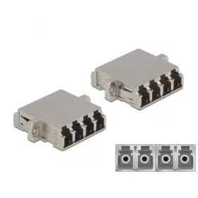   Delock LC optikai szálas csatlakozó Quad anya - LC Quad anya, egymódosú fém (DL-86875)