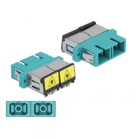   Delock SC optikai szálas csatlakozó Párosító lézervédő zárral / borítással Duplex anya - SC Duplex a (DL-86895)