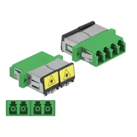   Delock LC optikai szálas csatlakozó Párosító lézervédő zárral / borítással Quad anya - LC Quad anya, (DL-86902)