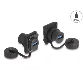   Delock D-típusú Modul USB 3.2 Gen 1 A-típusú anya   USB 3.2 Gen 1 A-típusú anya védő fedéllel IP67 (DL-86971)