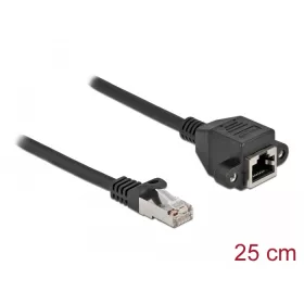   Delock Hálózat bővítő kábel S/FTP RJ45 apa - RJ45 anya Cat.6A, 25 cm hosszú, fekete (DL-86998)