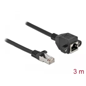   Delock Hálózat bővítő kábel S/FTP RJ45 apa - RJ45 anya Cat.6A, 3 m hosszú, fekete (DL-87003)