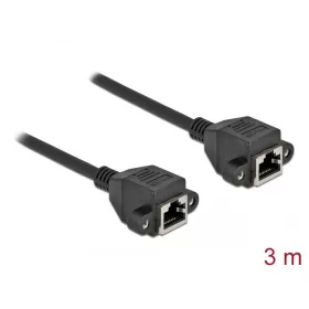   Delock Hálózat bővítő kábel S/FTP RJ45 anya - RJ45 anya Cat.6A, 3 m hosszú, fekete (DL-87011)