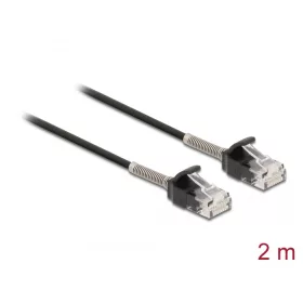   Delock Görbítés védelemmel ellátott kábel RJ45 apa - RJ45 apa Cat.6A, 2 m hosszú, fekete (DL-87018)