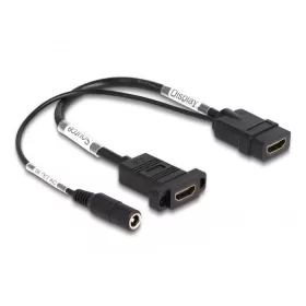   Delock HDMI kábel 4K 60 Hz DC töltéssel 2,1 x 5,5 mm 0,30 m panel-csatlakozó (DL-87038)