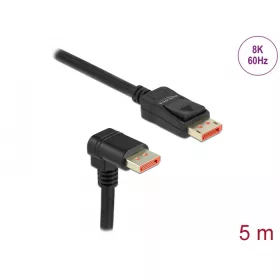   Delock DisplayPort kábel egyenes csatlakozódugóval - csatlakozódugóval 90  ívelt lefelé 8K 60 Hz 5 m (DL-87053)