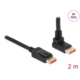   Delock DisplayPort kábel egyenes csatlakozódugóval - csatlakozódugóval 90  ívelt felfelé 8K 60 Hz 2 (DL-87055)