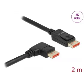   Delock DisplayPort kábel egyenes csatlakozódugóval - jobbra néző csatlakozódugóval 8K 60 Hz 2 m (DL-87063)