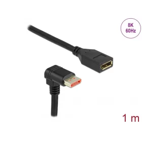   Delock DisplayPort bővítőkábel csatlakozódugóval 90  ívelt lefelé - csatlakozóhüvellyel 8K 60 Hz 1 m (DL-87087)