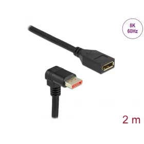   Delock DisplayPort bővítőkábel csatlakozódugóval 90  ívelt lefelé - csatlakozóhüvellyel 8K 60 Hz 2 m (DL-87091)