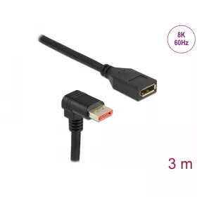   Delock DisplayPort bővítőkábel csatlakozódugóval 90  ívelt lefelé - csatlakozóhüvellyel 8K 60 Hz 3 m (DL-87093)