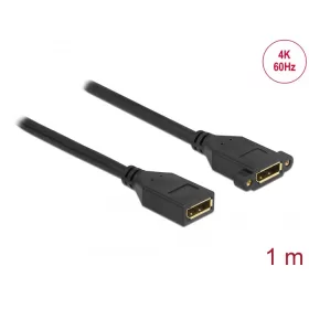   Delock DisplayPort 1.2 kábel csatlakozóhüvellyel - csatlakozóhüvellyel panelrögzítés 4K 60 Hz 1 m (DL-87100)