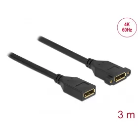   Delock DisplayPort 1.2 kábel csatlakozóhüvellyel - csatlakozóhüvellyel panelrögzítés 4K 60 Hz 3 m (DL-87103)