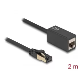   Delock hálózati hosszabbítókábel RJ45 csatlakozó az RJ45 aljzathoz Cat.8.1 S/FTP 2 m fekete (DL-87106)