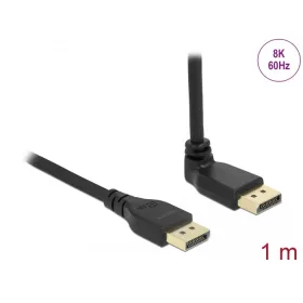   Delock DisplayPort kábel egyenes csatlakozódugóval - csatlakozódugóval 90  ívelt felfelé 8K 60 Hz 1 m retesz nélküli (DL-87143)