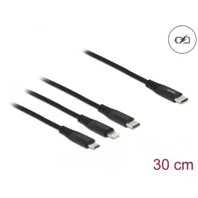   Delock 30 cm hosszú, USB töltő kábel 3 az 1 USB Type-C  apa Lightning -, Micro USB- és USB Type-C  c (DL-87148)