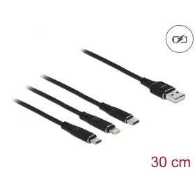   Delock 30 cm hosszú, USB töltő kábel 3 az 1-ben Lightning -, Micro USB- és USB Type-C  csatlakozásho (DL-87152)