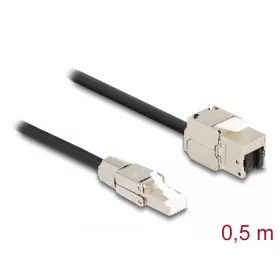   Delock Kábel RJ45 dugasz terepen szerelhető Keystone Module RJ45 aljzathoz Cat.6A 50 cm (DL-87204)