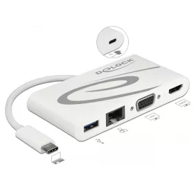   Delock USB Type-C USB 3.1 dokkoló állomás HDMI 4K 30 Hz + VGA + LAN + USB PD (DL-87731)