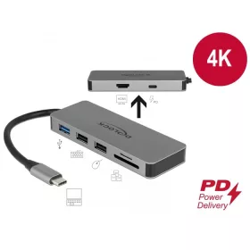   Delock USB Type-C dokkoló állomás mobil eszközökhöz 4K - HDMI / Hub / SD / PD 2.0 (DL-87743)