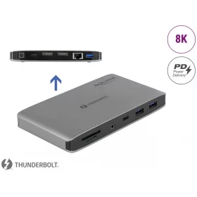   Delock Thunderbolt  3 dokkoló állomás 8K - Dual DisplayPort / USB / LAN / SD / Audio / PD 3.0 (DL-87777)