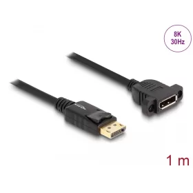   Delock DisplayPort 1.4 kábel 8K 30 Hz apa - anya 1 m panel-csatlakozójú fekete (DL-87825)