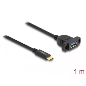   Delock SuperSpeed USB 10 Gbps (USB 3.2 Gen 2) USB Type-C  kábel apa   A-típusú USB anya 1 m panel-csatlakozójú fekete (DL-87826)