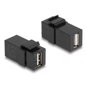   Delock Keystone modul, USB 2.0 A-csatlakozóhüvely > USB 2.0 A-csatlakozóhüvely, fekete (DL-87829)