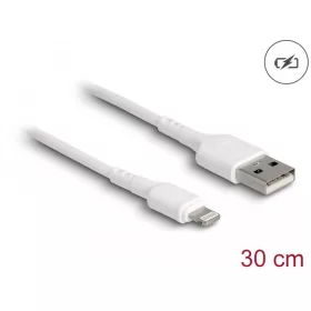  Delock USB töltő kábel iPhone , iPad , iPod  eszközökhöz fehér 30 cm (DL-87866)