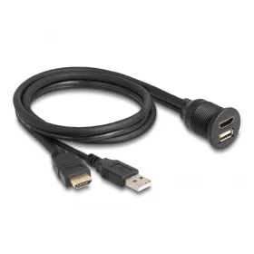   Delock HDMI-A kábel apa és A-típusú USB 2.0 apa - HDMI-A anya és A-típusú USB 2.0 anya 1m (DL-87880)