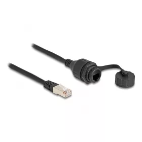   Delock RJ50 kábel apa - RJ50 anya beépített fedélsapkával IP67 por és vízmentességért 20 cm (DL-87893)