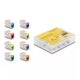   Delock Keystone Modul RJ45 anya - LSA Cat.6A eszközmentes beépítésű színes 8 db-os szett (DL-87896)