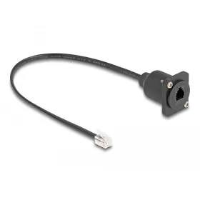   Delock D-típusú RJ10 kábel apa   anya fekete 30 cm (DL-87965)