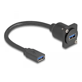   Delock D-típusú USB 5 Gbps kábel A-típusú anya   A-típusú anya fekete 20 cm (DL-87983)