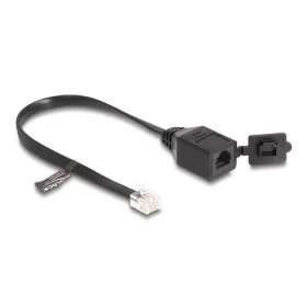   Delock Kábel RJ12 apa - RJ12 anya védő fedéllel 20 cm, fekete (DL-88009)