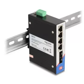   Delock Ipari Gigabit Ethernet Elosztó 4 port RJ45 2 port SFP DIN sínhez (DL-88015)