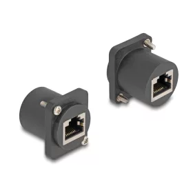   Delock D-típusú Modul RJ45 anya   anya csavarokkal fekete (DL-88106)