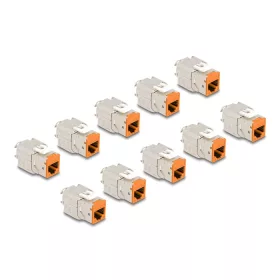   Delock Keystone Modul RJ45 anya - LSA Cat.6A eszközmentes narancssárga 10 db-os szett (DL-88117)