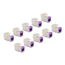  Delock Keystone Modul RJ45 anya - LSA Cat.6A eszközmentes ibolya 10 db-os szett (DL-88121)