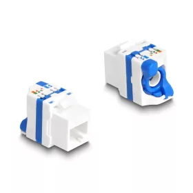   Delock Keystone Modul RJ45 anya - LSA Cat.6A eszköz nélkül beszerelhető, valamint rendelkezik kék elcsavarható zárral (DL-88130)