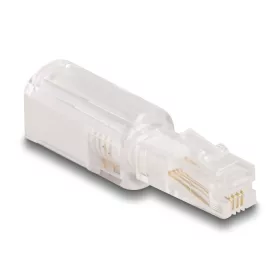   Delock Telefon kábel csavarodás mentes adapterrel RJ10 apa - RJ10 anya áttetsző / fehér (DL-88169)