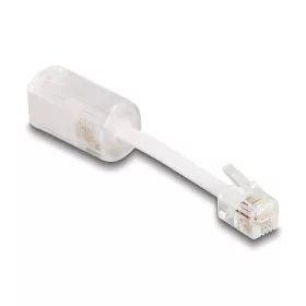   Delock Telefon kábel RJ10 apa - RJ10 anya csatlakozó kábellel 30 mm hosszú áttetsző / fehér (DL-88170)