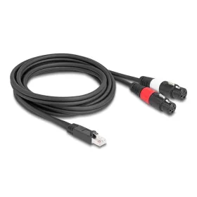   Delock Adapter RJ45 kábel apa - 2 x XLR 3 tűs anya fekete színű 2 m (DL-88176)